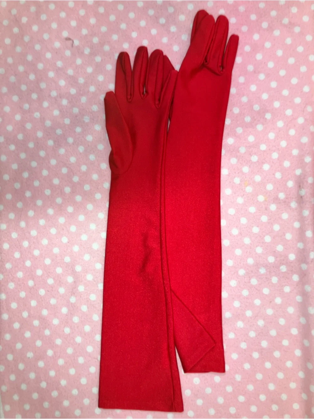 Red Long Evening Gloves - Women OS